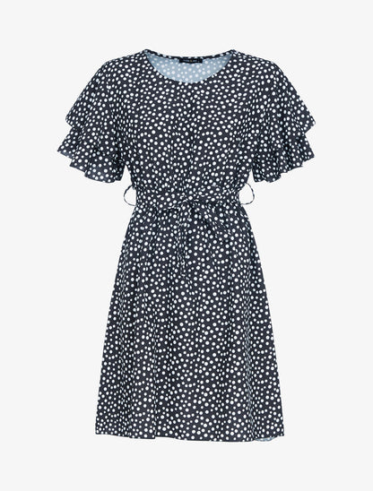 Robe à manches volantées - noir - 1