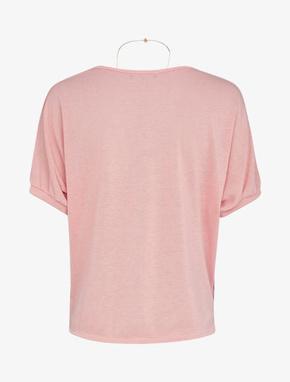 Top en maille et sautoir - corail - 2