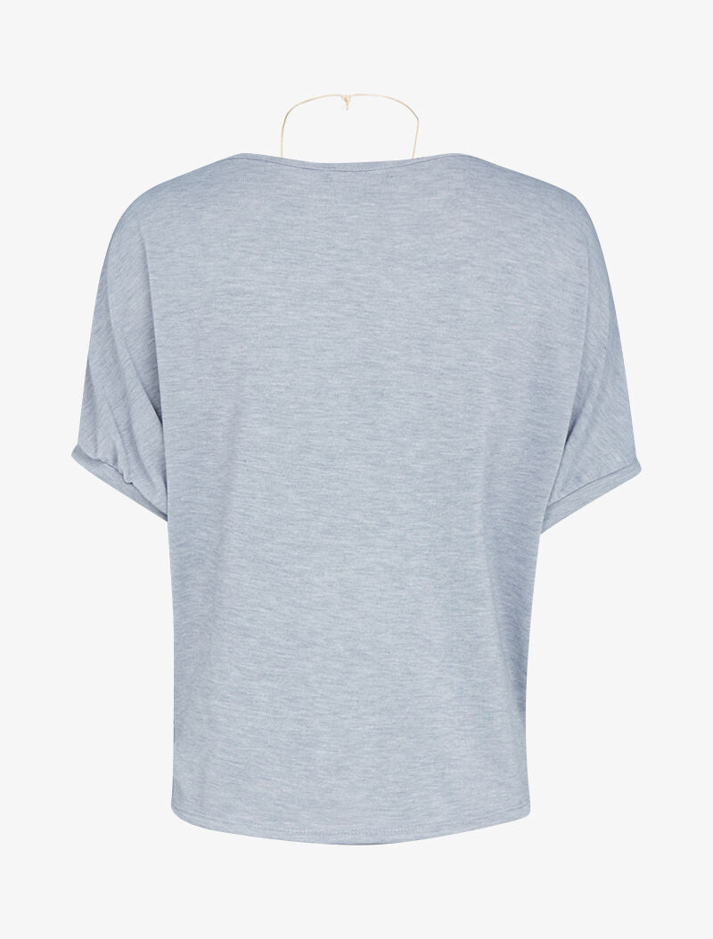 Top en maille et sautoir - gris clair - 2