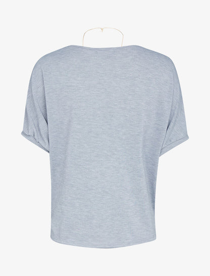 Top en maille et sautoir - gris clair - 2