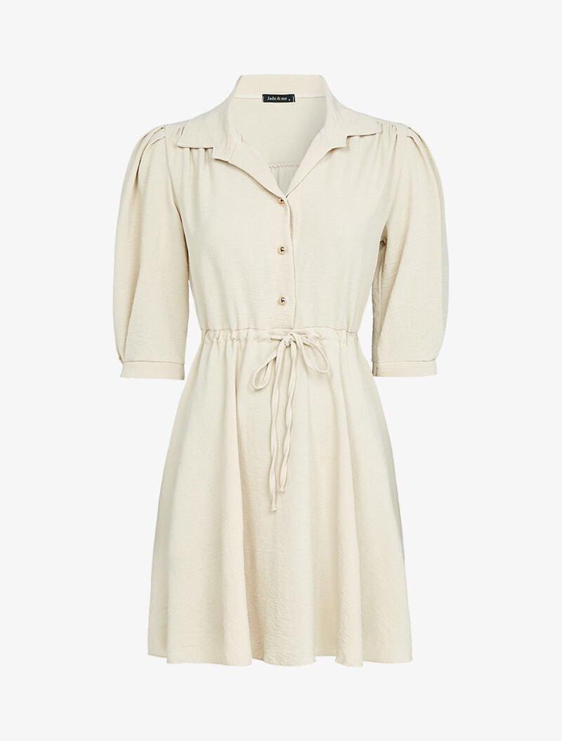 Robe patineuse à boutons contrastants - beige - 1