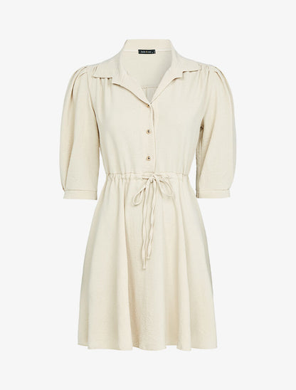 Robe patineuse à boutons contrastants - beige - 1