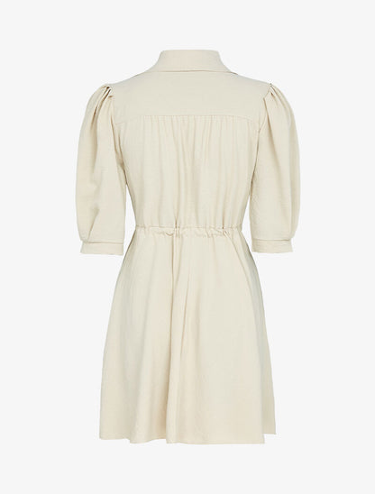 Robe patineuse à boutons contrastants - beige - 2