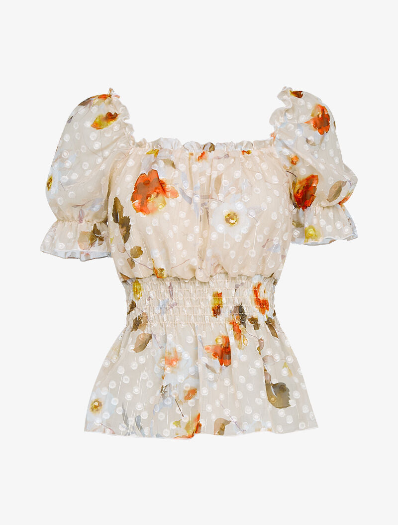 Top péplum en voile - beige - 2