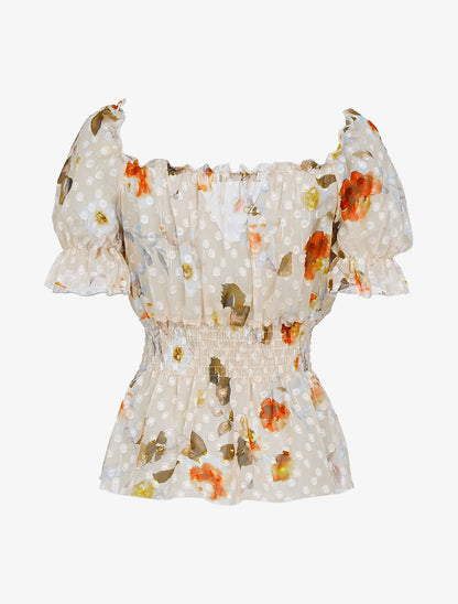 Top péplum en voile - beige - 3