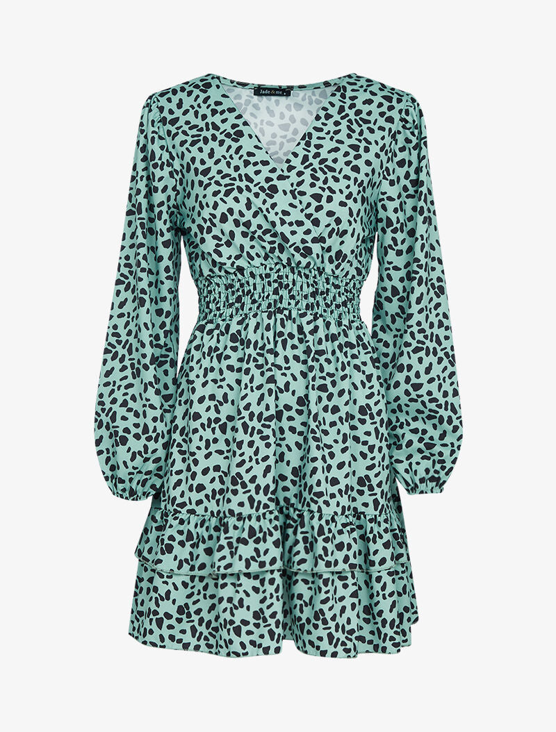 Robe patineuse à imprimé graphique - vert - 1