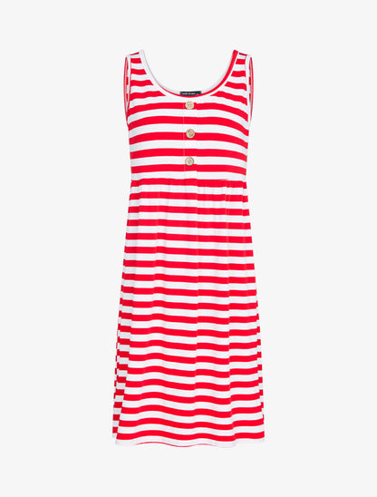 Robe trapèze rayée - rouge - 1
