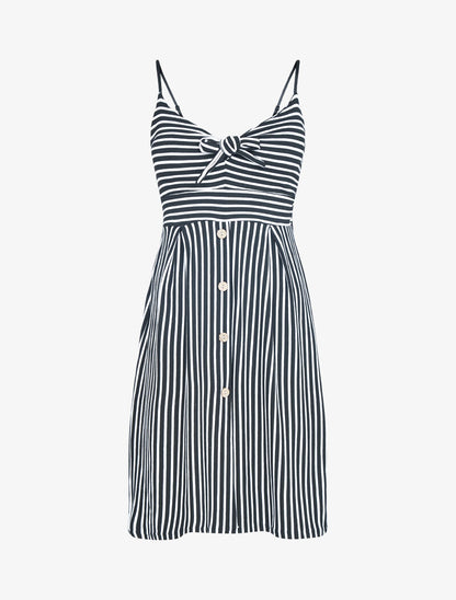 Robe rayée à col coeur - noir - 1