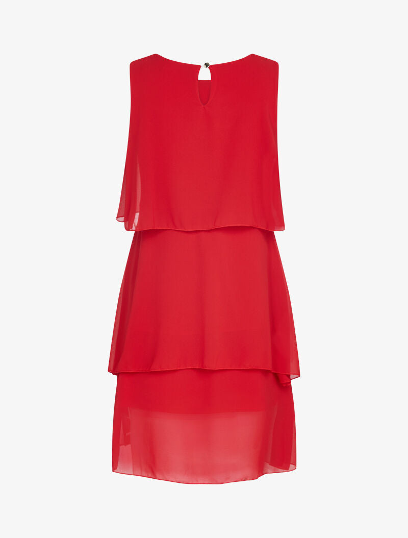Robe en voile à col bijou - rouge - 2