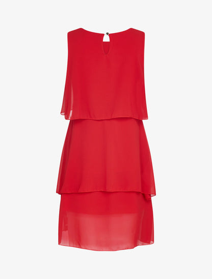 Robe en voile à col bijou - rouge - 2