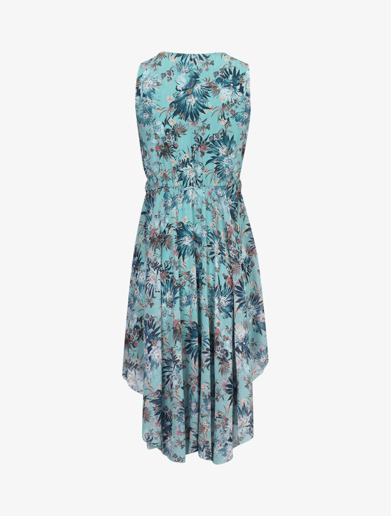 Robe fleurie à bord asymétrique - vert menthe - 2