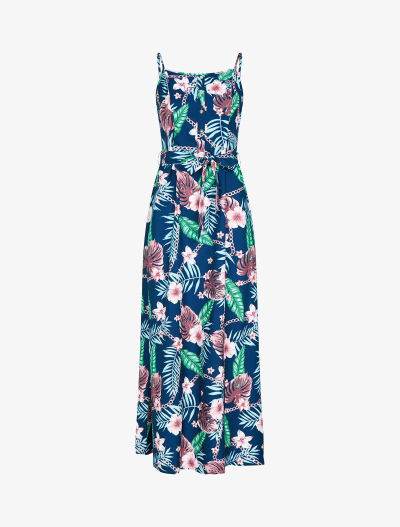 Robe à imprimés floral et chaînes - marine - 3