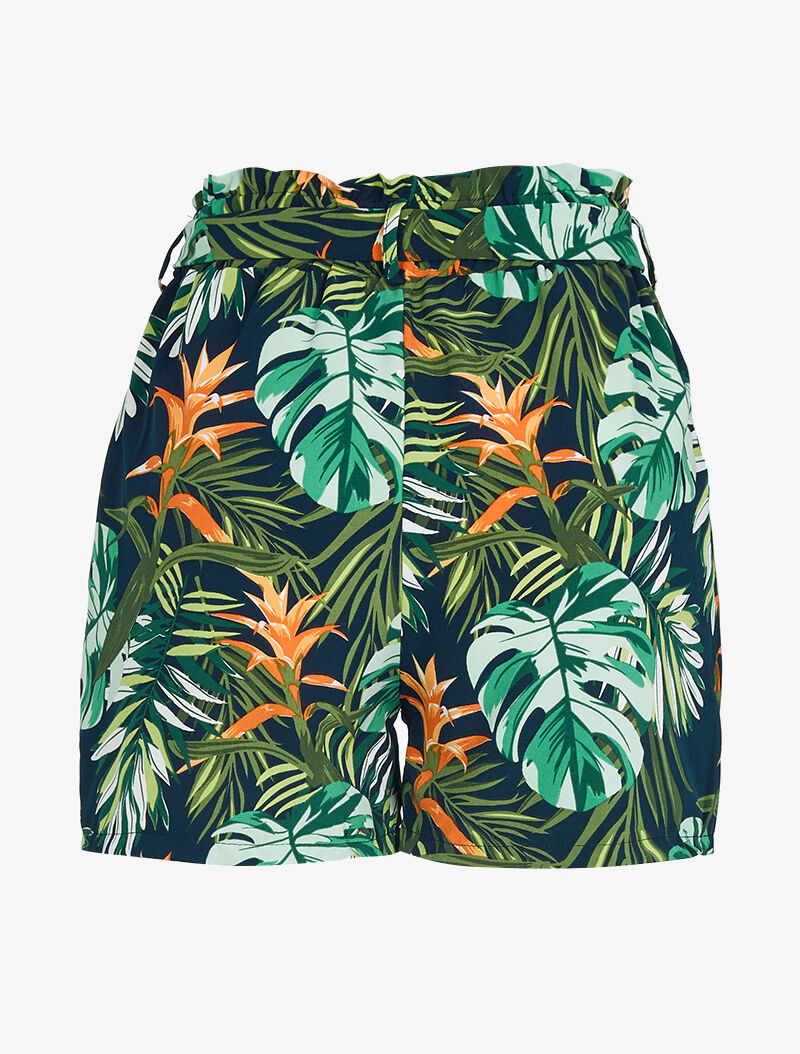 Short fluide à imprimé tropical - marine - 2