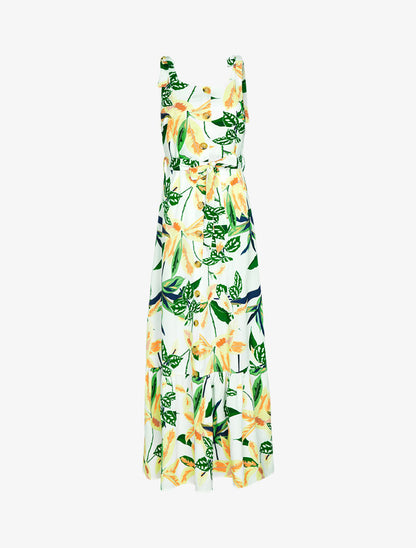 Robe à imprimés et buste boutonné - blanc - 3