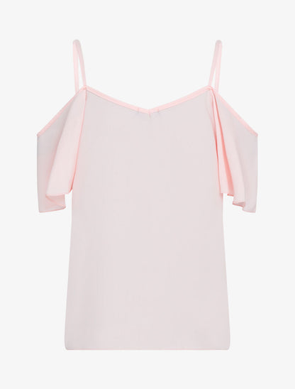 Top uni à épaules nues - rose - 2