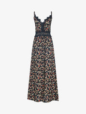 Robe fleurie à détails crochet - noir - 4
