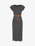 Robe droite marinière à côtés fendus - marine - 1