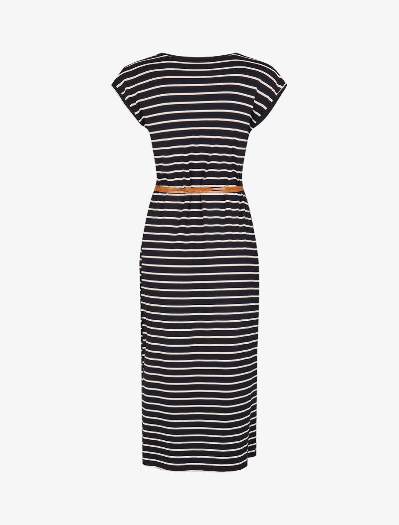 Robe droite marinière à côtés fendus - marine - 2