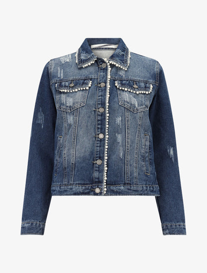 Veste à bords perlés - denim brut - 3