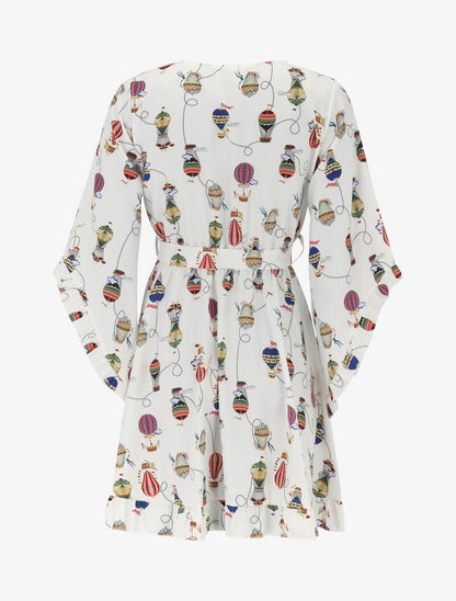 Robe à manches biseautées et imprimés - beige - 2