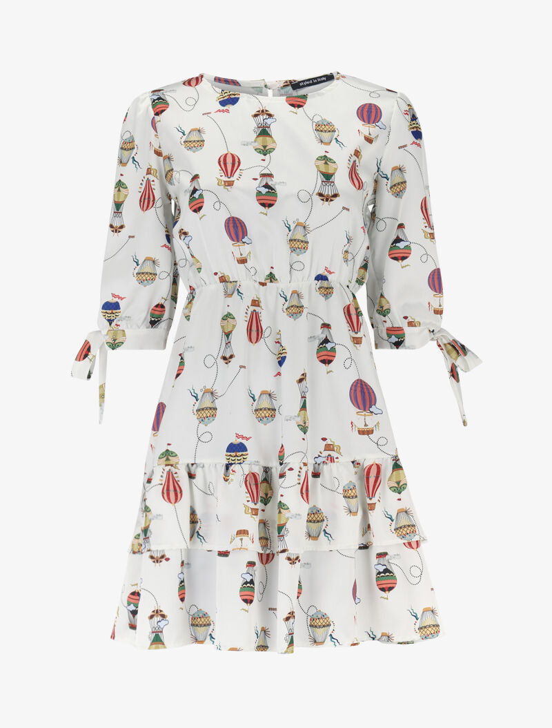 Robe imprimée à rangées de volants - beige - 2