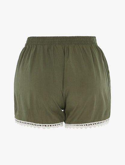 Short uni à bords crochet - kaki - 2