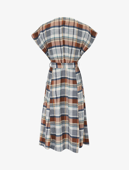 Robe chemise fluide à imprimé tartan - camel - 2