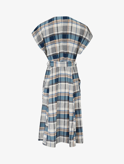 Robe chemise fluide à imprimé tartan - bleu charrette - 2