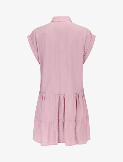 Robe courte coupe carrée style chemise - rose - 3