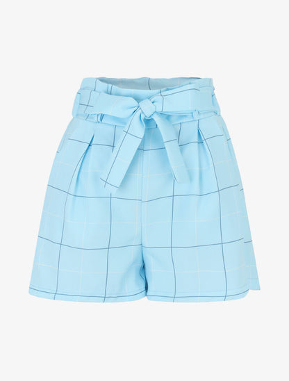 Mini short à imprimé carreaux - bleu ciel - 3