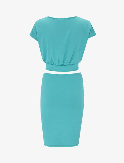 Ensemble crop top et jupe - turquoise - 2