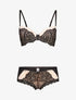 Ensembles en dentelle à shorty ajouré - nude/noir - 1