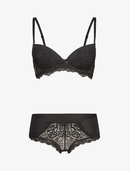 Ensembles en dentelle à shorty ajouré - noir - 3