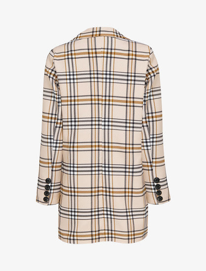 Blazer long à imprimé tartan - beige - 2
