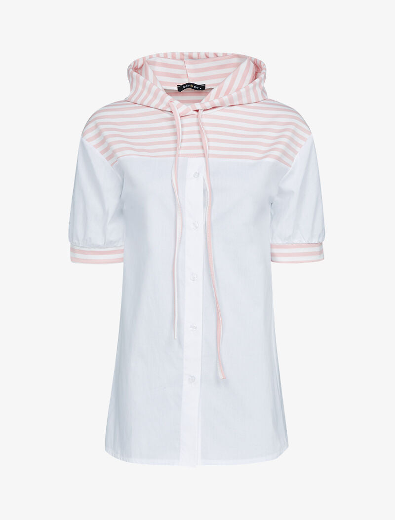 Top style chemise à capuche - rose - 3