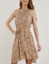Robe cintrée à col américain - beige - 4