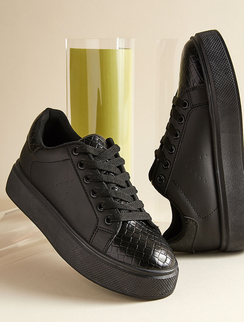 Sneakers à claque imprimé style écailles - noir - 5