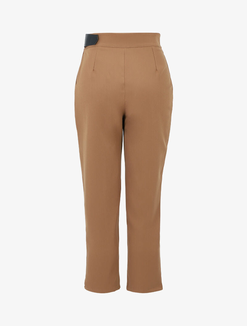 7/8 Hose mit stylisiertem Gürtel - Kamel