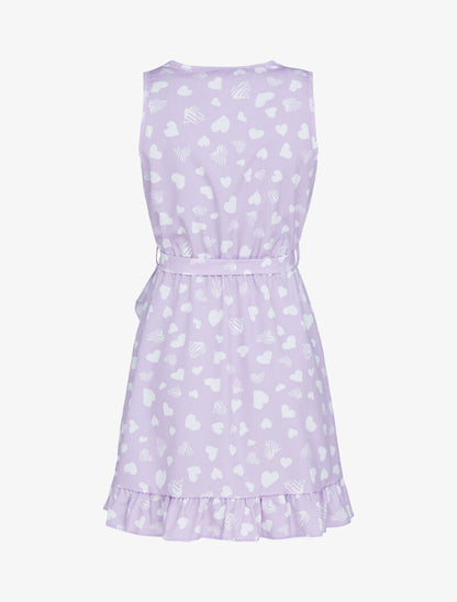 Robe à imprimé coeurs et volants - lilas - 2