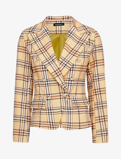 Blazer imprimé à boutons décoratifs - orange - 1