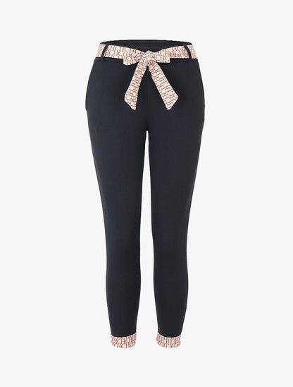 7/8-Hose mit bedruckten Kanten - schwarz