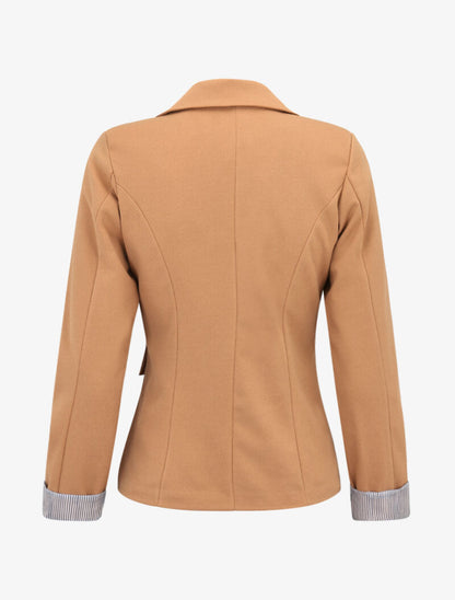 Blazer à revers imprimé rayures - camel - 2