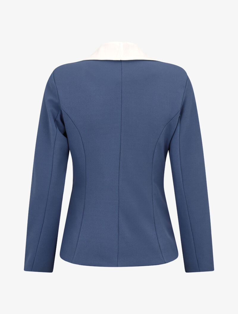 Blazer à encolure et poches contrastantes - bleu charrette/blanc - 2