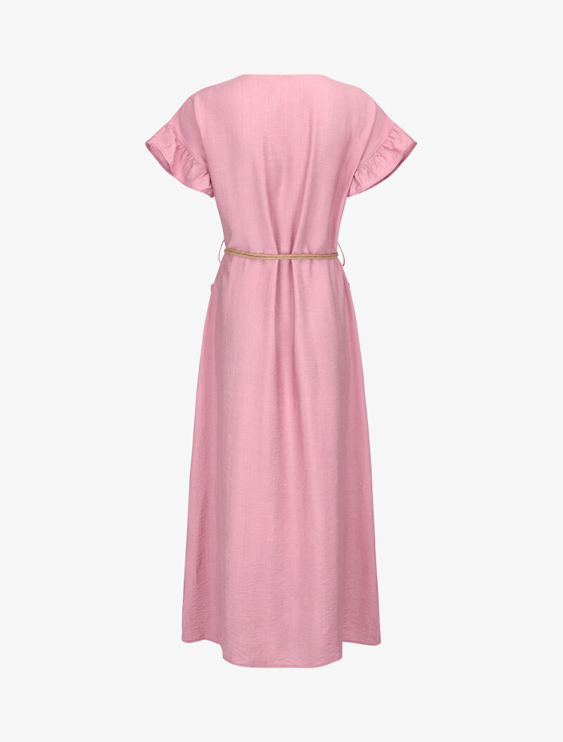 Robe longue fluide à boutonnage - rose - 2