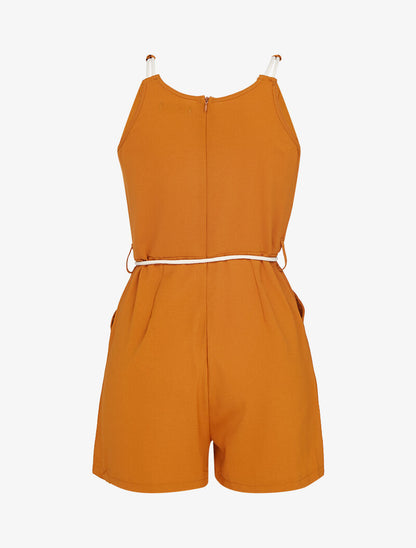 Combishort fluide à détails cordelettes - orange - 2