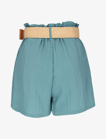 Short à ceinture effet osier - turquoise - 2