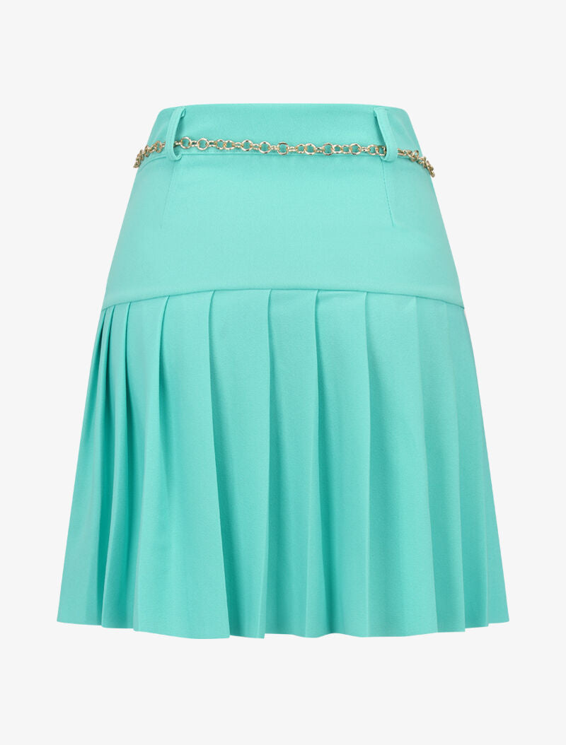 Jupe gaufrée à ceinture chaîne - vert menthe - 2