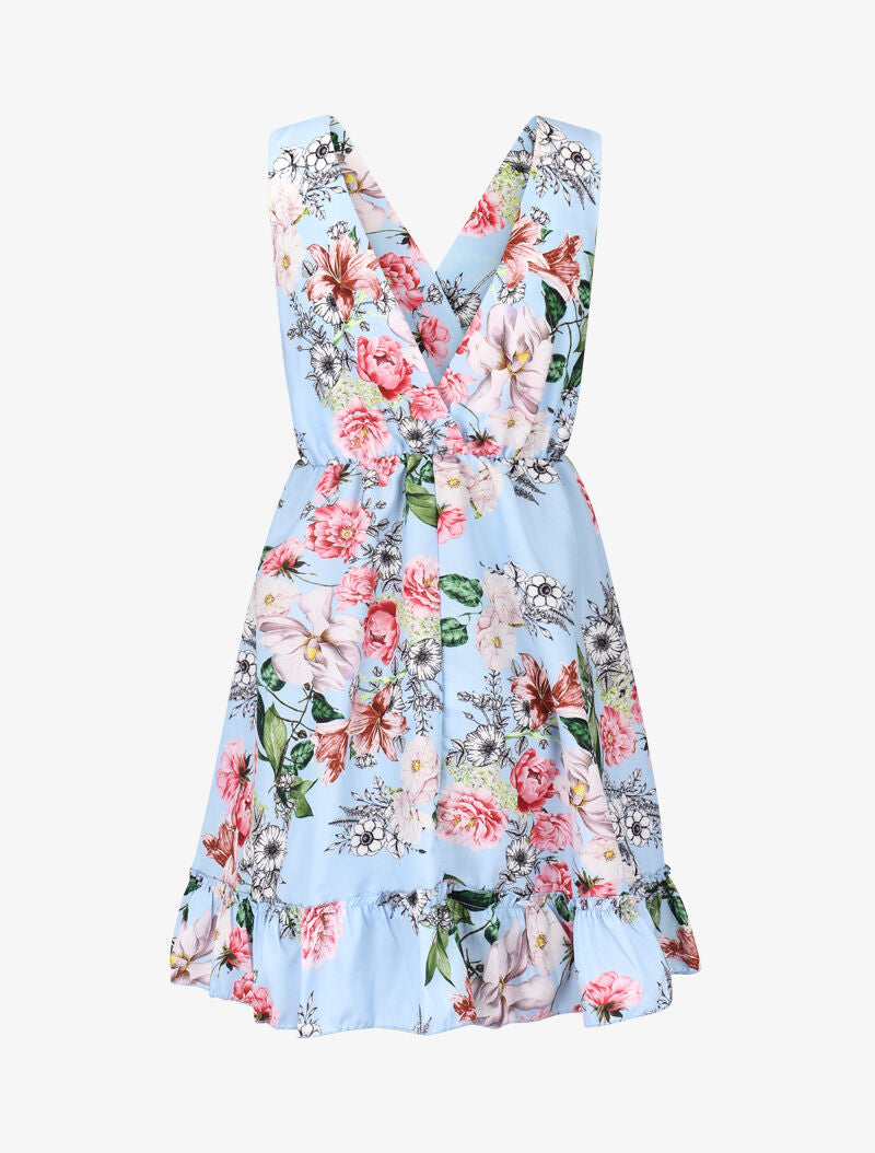 Robe cache coeur imprimée et volantée - bleu ciel - 3