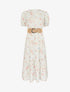 Robe fleurie à manches ballon - beige - 1