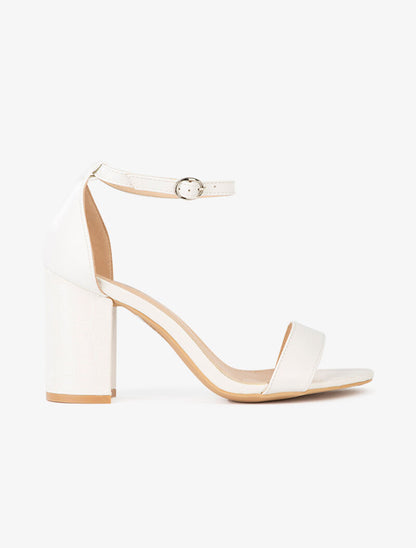 Sandales à talon et semelle effet croco - blanc - 6